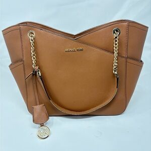 Michael Kors Jet Set Travel Chain Tote Luggage Saffiano Leather Shoulder Bag